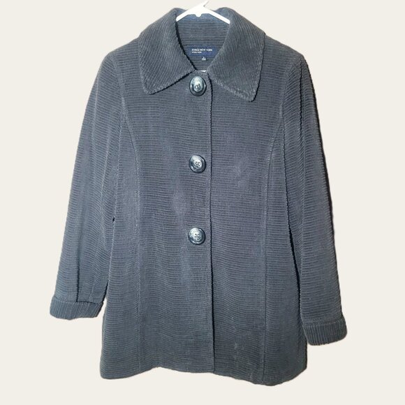 Jones New York Signature Corduroy Gray Button-Up Women's Peacoat - Size S - Picture 3 of 15